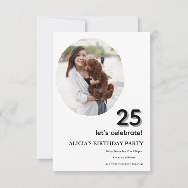 Anpassad foto ram 25-årsdag inbjudningar (Framsida)
