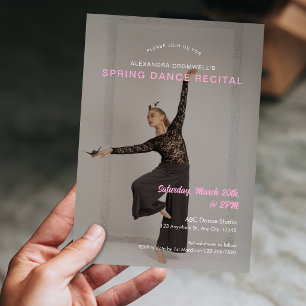 Anpassad Foto Rosa Minimalistisk Dansrecital Inbjudningar