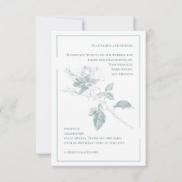 Anpassad Foto Sagegrön Blommig Bröllopskalligrafi Tack Kort