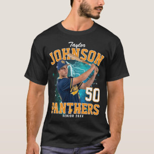 Anpassad Foto Senior Sport Blå Gul Bootleg T Shirt