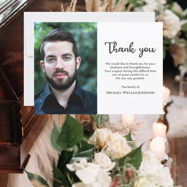 Anpassad Foto Sorgminnesstund Begravning Sympati Tack Kort (Skapare uppladdad)