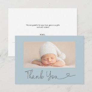 Anpassad Foto Tack Heart Blå Baby shower Kort