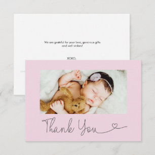 Anpassad Foto Tack Hjärtat Rosa Baby shower Kort
