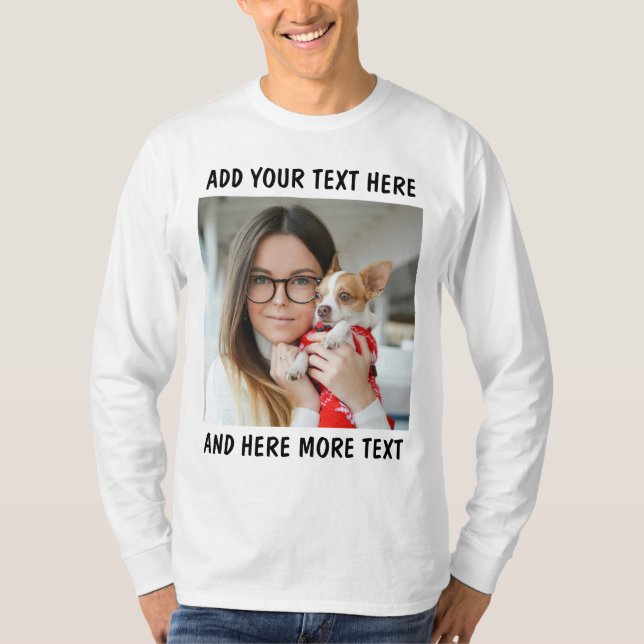 Anpassad Foto & Text eller Namn T Shirt (Framsida)