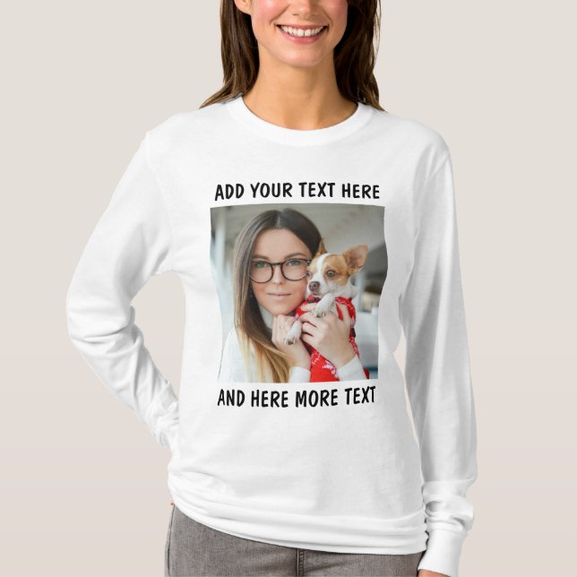 Anpassad Foto & Text eller Namn T Shirt (Framsida)