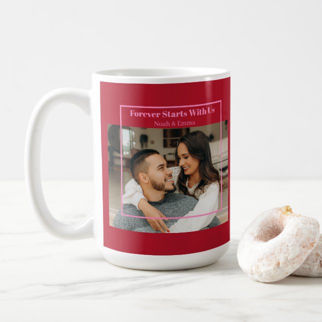 Anpassad Foto & Text Romantiskt Gåva - Personlig  Kaffemugg (Med munk)