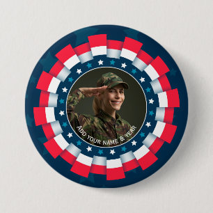 Anpassad Foto USA Militär, Bandkant Patriotisk Knapp