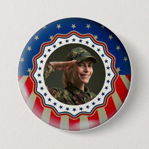 Anpassad Foto USA Militär - Veteran & Minnesdag Knapp