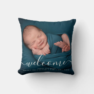 Anpassad Foto Välkomstmanus Overlay Baby Keepsake Kudde
