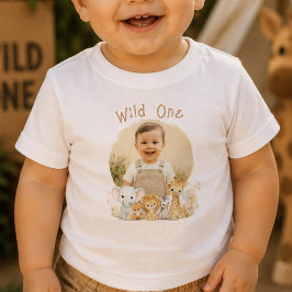 Anpassad Foto Vild En Första Födelsedags Baby T-Sh T Shirt