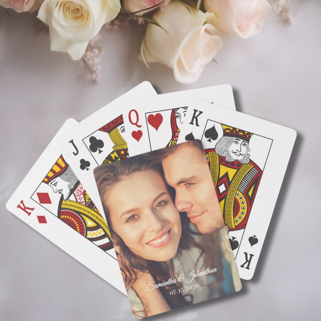 Anpassad Foto Vit Skrift Bröllopspresent Casinokort (Skapare uppladdad)