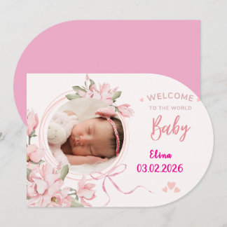 Anpassad fotobarnkortspresent till babyflicka inbjudningar