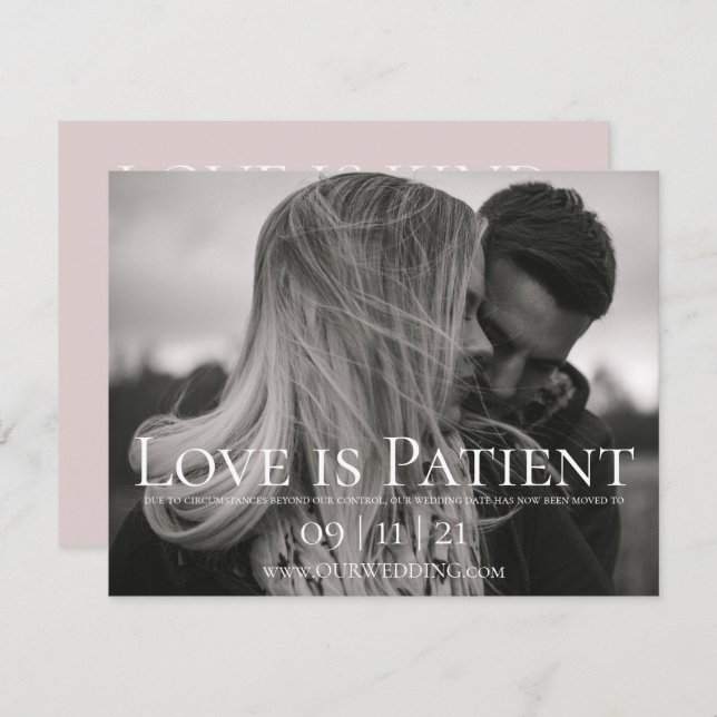 Anpassad fotobild för bröllopsförseningsmeddelande inbjudningar (Fram/baksida)