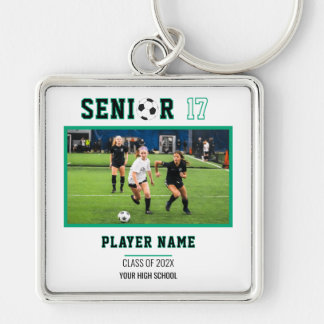 Anpassad fotobild för fotboll Senior Night Fyrkantig Silverfärgad Nyckelring