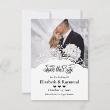 Anpassad fotobrudsave-the-date-inbjudan