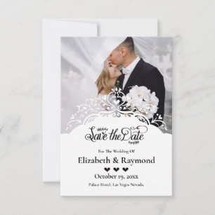 Anpassad fotobrudsave-the-date-inbjudan spara datumet