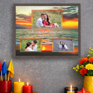 Anpassad fotobrylloppscollage Solnedgång 1738 Kons Poster