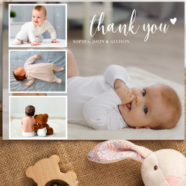 Anpassad fotocollage Modernt tack Baby Shower Vykort