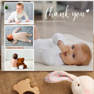 Anpassad fotocollage Modernt tack Baby Shower Vykort