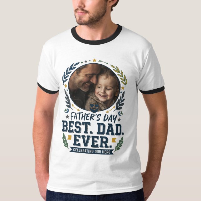 Anpassad fotofaderdag T-shirt | Bästa pappa någons (Framsida)