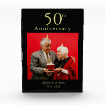 Anpassad fotofest 50-års svart och guld