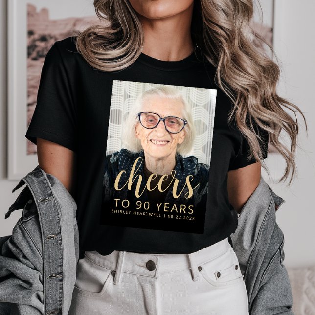 Anpassad fotofest för 90-årsfirande t shirt (Skapare uppladdad)