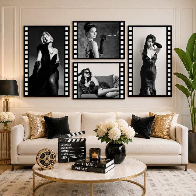 Anpassad fotofilmremsa affisch, Hollywood-fest  Poster (Custom Photo Movie Strip Poster, Hollywood Party Poster)