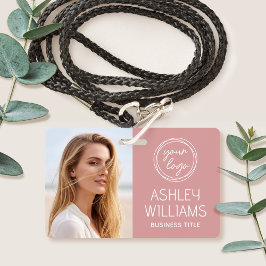 Anpassad fotoföretag logotyp namn anställd rosa ID