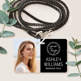 Anpassad fotoföretag logotyp namn anställd svart I