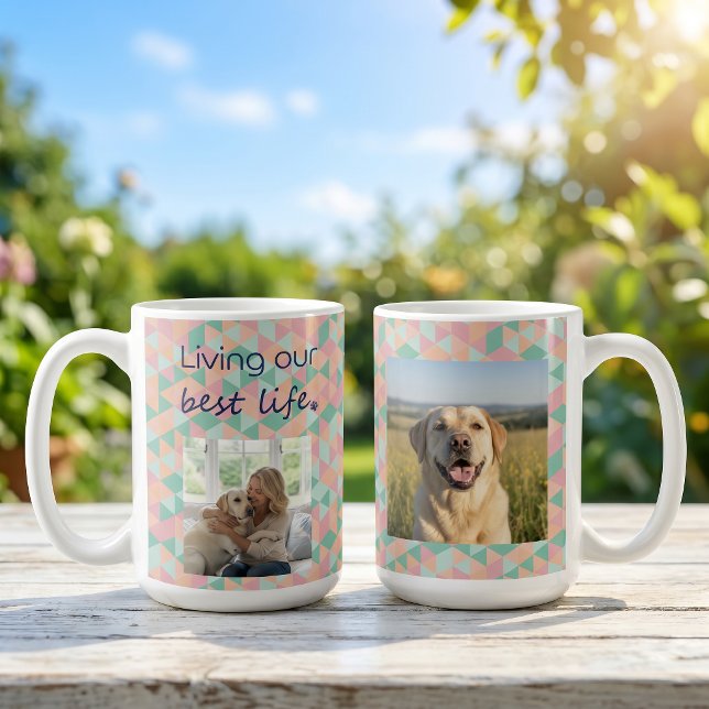 Anpassad fotogeometrisk mönster för hundmamma kaffemugg (Skapare uppladdad)