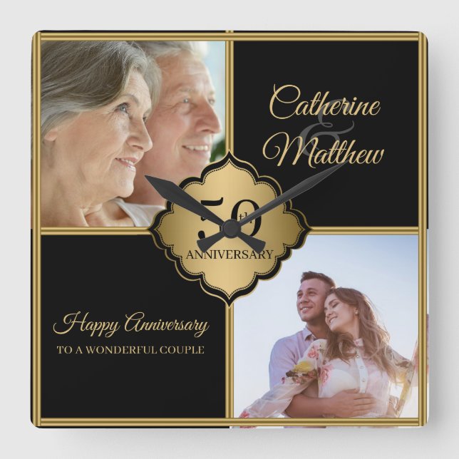 Anpassad fotohögtid  fyrkantig klocka (Framsida)