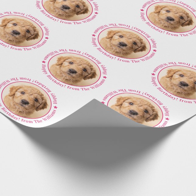 Anpassad fotohund födelsedag presentpapper (Hörn)