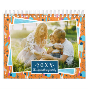 Anpassad fotokalender för familjen med ljusa färge kalender