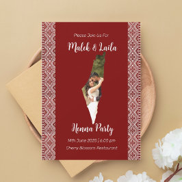 Anpassad fotokarta över Palestina Rött Henna-tecke Inbjudningar