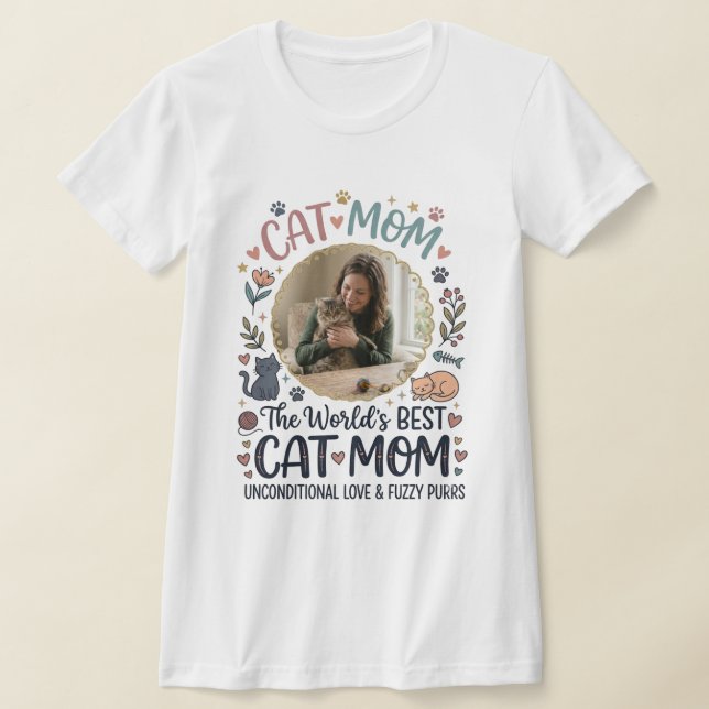 Anpassad fotokattemamma T-Shirt (Laydown)