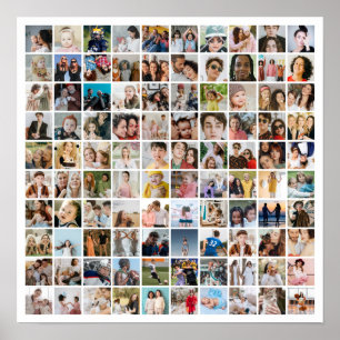 Anpassad fotokollage 100 bilder fyrkantigt rutnät poster