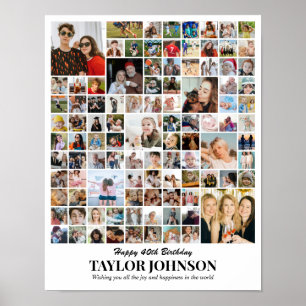 Anpassad fotokollage 100 bilder rutnät 11x14 22x28 poster