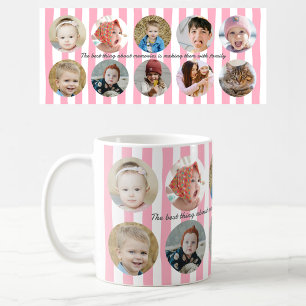 Anpassad fotokollage familjebild rosa rand kaffemugg