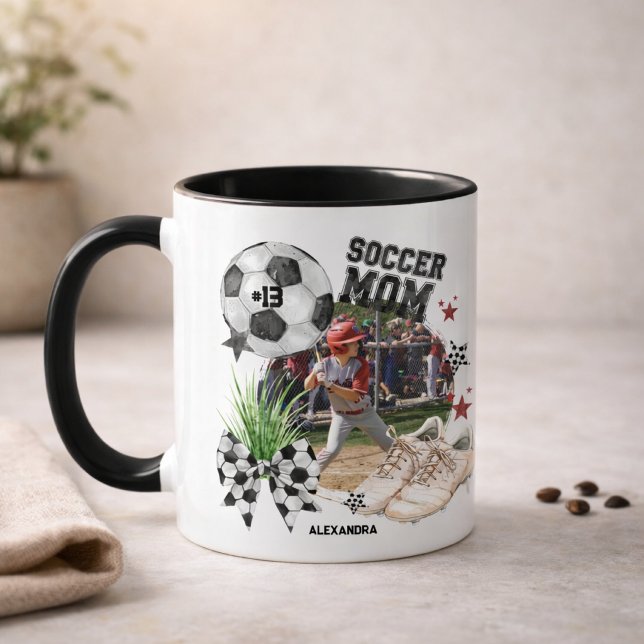 Anpassad fotokollage för fotbollsmamma mugg (Skapare uppladdad)