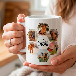 Anpassad fotokollage för hundmamma med namn kaffemugg
