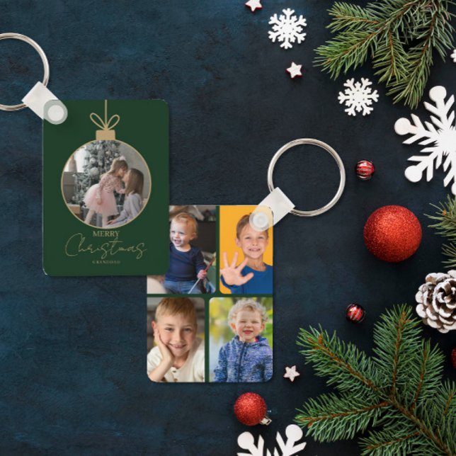 Anpassad fotokollage God Jul-pynt Nyckelring (Skapare uppladdad)