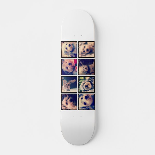 Anpassad fotokollage med fyrkantiga foton mini skateboard bräda 18,5 cm (Framsida)