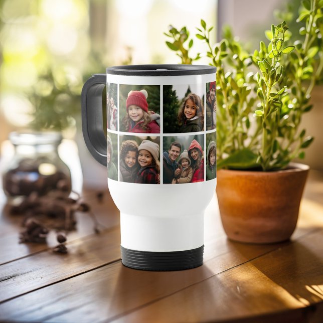 Anpassad fotokollage med fyrkantiga foton resemugg (Personalized travel mug)