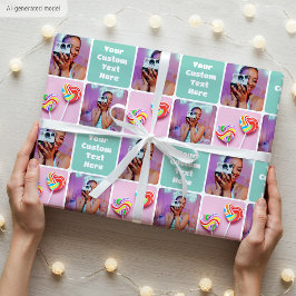 Anpassad fotokollage Modern Retro Grön Mönster Presentpapper