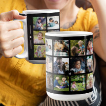Anpassad fotokollage monogram personlig svart