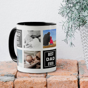Anpassad fotokollage och textrutor för pappa Två-Tonad mugg