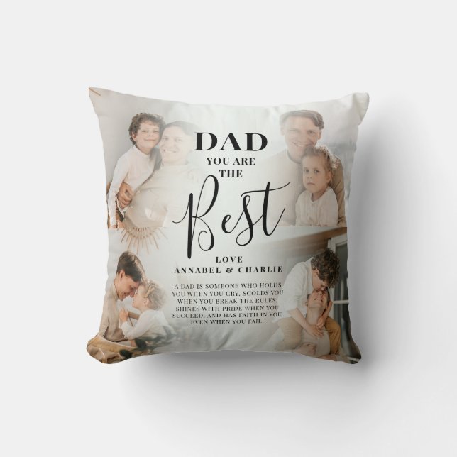 Anpassad fotokollage Pappa present Kudde (Framsida)