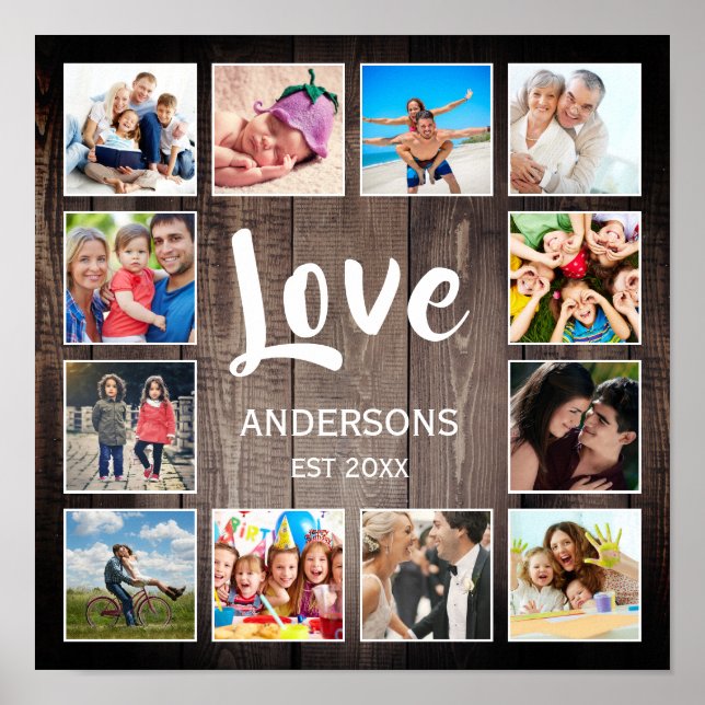 Anpassad fotokollage Rustik gård Hus Kärlek Familj Poster (Framsidan)
