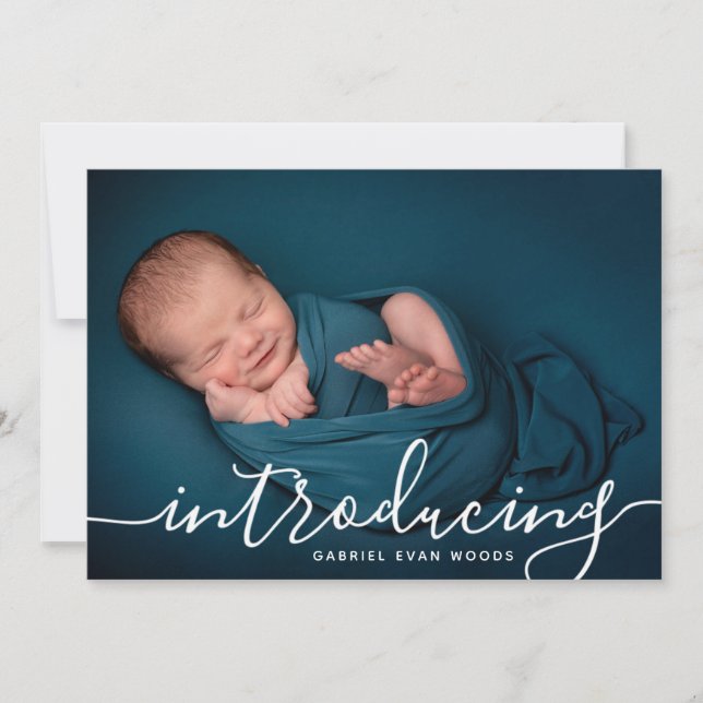 Anpassad fotokollage skript överlägg Baby födelse Meddelande (Framsida)