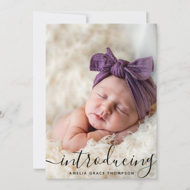 Anpassad fotokollage-skriptöverlagring Baby födsel Meddelande (Framsida)